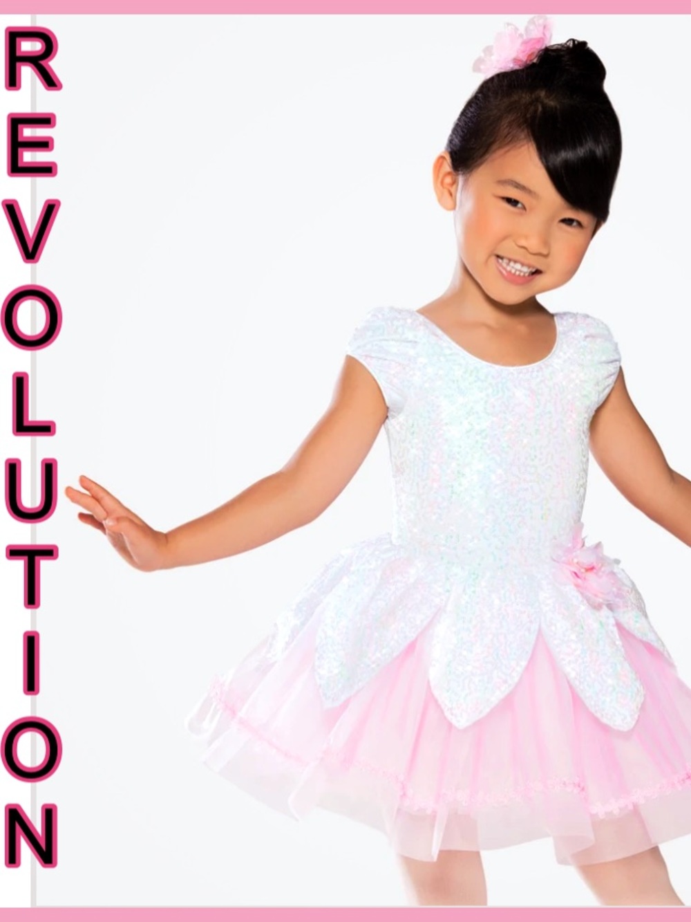 REVOLUTION-Sz 2-4 XS - Fairy Tutu Dance Costume  w/ Flower Barrette